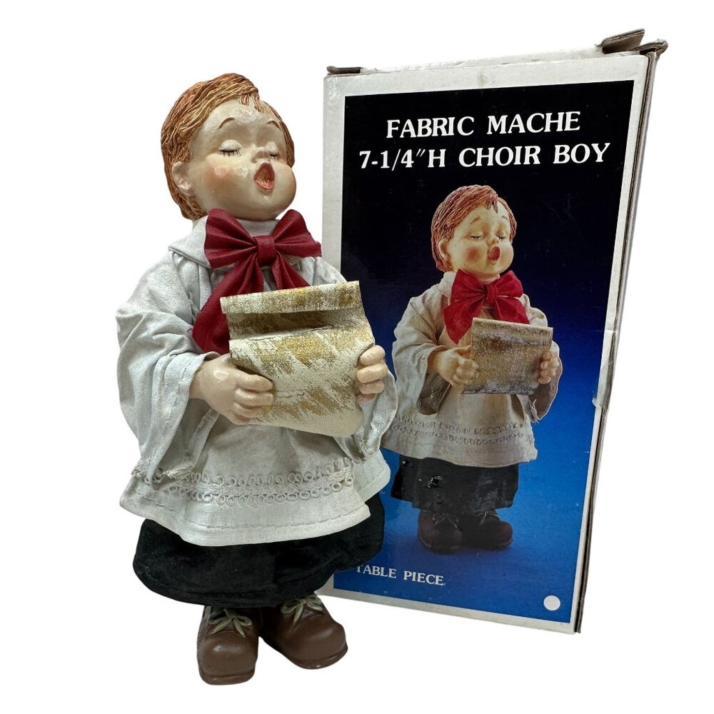 Kurt Adler Santas World Vintage Fabric Mache Choir Boy Christmas Decor in Box 7"